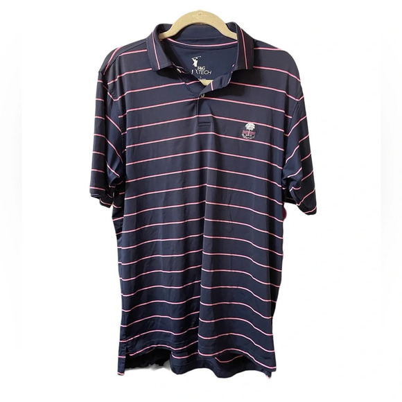 F&G TECH PINK STRIPED GOLF POLO - Picture 1 of 5